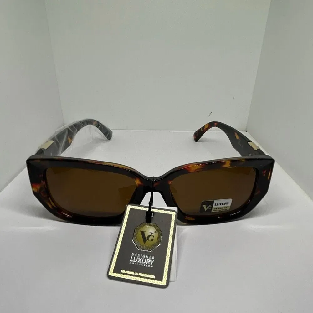 VG Tortoise Designer Luxury Square Sunglasses NWT UV400 Protection